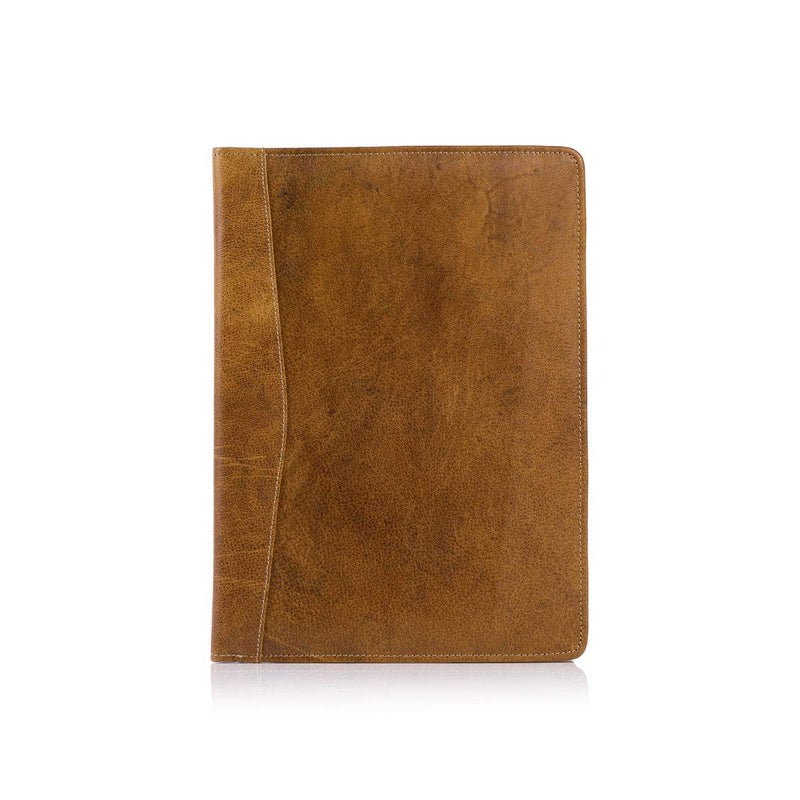 KomalC Leather business portfolio business personal organiser folder full grain leather padfolio by KomalC (Yellow Tan) - Image 2